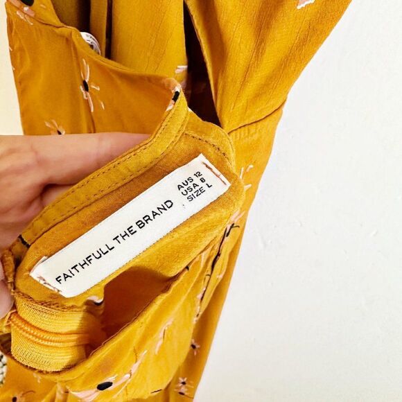 Faithfull The BranD Anthropologie Wide Leg Jumpsuit Floral Orange Size L - Picture 9 of 10